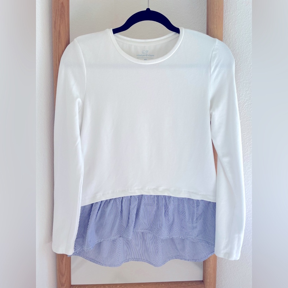 Vineyard Vines mixed media peplum shirt